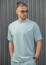 Ανδρική κοντομάνικη μπλούζα Henry clothing - 9-102 - fabric oversized t-shirt μέντα