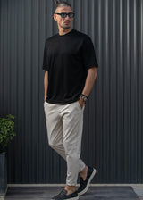 Ανδρική κοντομάνικη μπλούζα Henry clothing - 9-103 - wave oversized shirt μαύρο