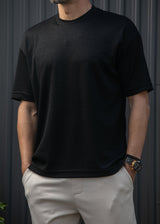 Ανδρική κοντομάνικη μπλούζα Henry clothing - 9-103 - wave oversized shirt μαύρο