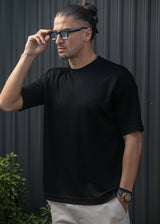 Ανδρική κοντομάνικη μπλούζα Henry clothing - 9-103 - wave oversized shirt μαύρο