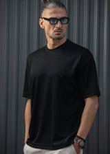 Ανδρική κοντομάνικη μπλούζα Henry clothing - 9-103 - wave oversized shirt μαύρο