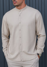 Ανδρικό μακρυμάνικο πουκάμισο - Henry clothing-9-120-mao shirt μπεζ