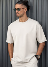 Ανδρική κοντομάνικη μπλούζα Henry clothing-9-121-linen oversized shirt λευκό