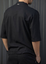 Ανδρικό κοντομάνικο πουκάμισο-Henry clothing-9-140-black mao shirt