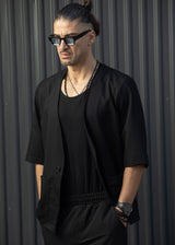 HENRY CLOTHING Ανδρική κοντομάνικη Blazer μαύρη 9-145-black