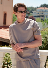 HENRY CLOTHING Ανδρική κοντομάνικη μπλούζα στο χρώμα του πούρου 9-147-pouro