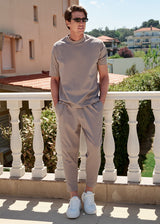 HENRY CLOTHING Ανδρική κοντομάνικη μπλούζα στο χρώμα του πούρου 9-147-pouro