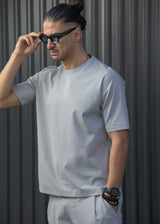 HENRY CLOTHING Ανδρική κοντομάνικη μπλούζα απαλό γκρι 9-147-ice