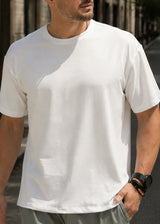 HENRY CLOTHING - Ανδρική κοντομάνικη μπλούζα φθινοπωρινή - Λευκή 9-160