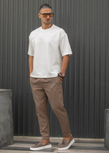 HENRY CLOTHING - Ανδρική κοντομάνικη μπλούζα φθινοπωρινή - Λευκή 9-160
