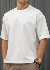 HENRY CLOTHING - Ανδρική κοντομάνικη μπλούζα φθινοπωρινή - Λευκή 9-160