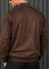 HENRY CLOTHING - Ανδρική ζακέτα Alcantara Simple Logo - Καφέ 9-161