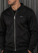 HENRY CLOTHING - Ανδρική ζακέτα Alcantara Simple Logo - Μαύρη 9-161