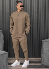 HENRY CLOTHING - Ανδρικό μακρυμάνικο πουκάμισο mao - Πούρο 9-163
