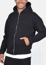 Ανδρική ζακέτα φούτερ με κουκούλα Two Brothers clothing -BF-25910-basic logo zip-up hoodie -black