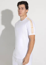 Αντρική κοντομάνικη μπλούζα Vinyl Art Clothing -92617-02 - gold tape regular fit tee λευκό