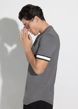 Ανδρική κοντομάνικη μπλούζα Vinyl art clothing - 95370-09 - t-shirt with elastic cuff regular fit γκρι