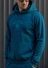 Ανδρικό φούτερ με κουκούλα Henry Clothing-3-752-Henry logo hoodie petrol