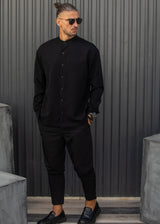 Ανδρικό μακρυμάνικο πουκάμισο - Henry clothing-9-120-mao shirt μαύρο