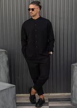 Ανδρικό μακρυμάνικο πουκάμισο - Henry clothing-9-120-mao shirt μαύρο