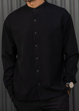 Ανδρικό μακρυμάνικο πουκάμισο - Henry clothing-9-120-mao shirt μαύρο