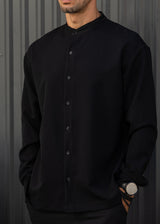 Ανδρικό μακρυμάνικο πουκάμισο - Henry clothing-9-120-mao shirt μαύρο