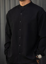 Ανδρικό μακρυμάνικο πουκάμισο - Henry clothing-9-120-mao shirt μαύρο