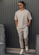 Ανδρικό φθινοπωρινό παντελόνι Henry clothing-8-120-simple oversized pants μπεζ