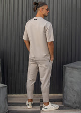 Ανδρικό φθινοπωρινό παντελόνι Henry clothing-8-120-simple oversized pants μπεζ