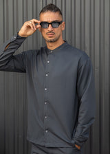 Ανδρικό μακρυμάνικο πουκάμισο - Henry clothing-9-120-mao shirt γκρι