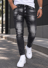 Ανδρικό τζιν παντελόνι - GUF-AD8326-black basic jeans regular fit