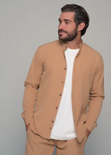 Ανδρικό μακρυμάνικο πουκάμισο μάο  Ben Tailor - BENT.1138 - MONACO mao shirt light brown