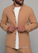 Ανδρικό μακρυμάνικο πουκάμισο μάο Ben Tailor-BENT.1138-MONACO mao shirt light brown