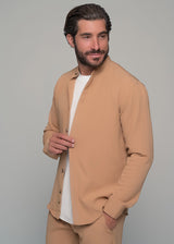 Ανδρικό μακρυμάνικο πουκάμισο μάο  Ben Tailor - BENT.1138 - MONACO mao shirt light brown