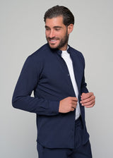 Ανδρικό μακρυμάνικο πουκάμισο μάο  Ben Tailor - BENT.1138 - MONACO mao shirt σκούρο μπλε