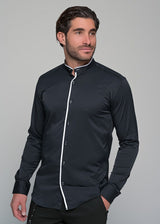Ανδρικό μακρυμάνικο πουκάμισο μάο Ben Tailor-BENT.1168- Mao Design μαύρο