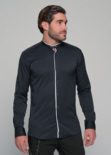 Ανδρικό μακρυμάνικο πουκάμισο μάο Ben Tailor-BENT.1168- Mao Design μαύρο