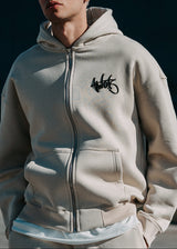 Ανδρική ζακέτα φούτερ με κουκούλα Two Brothers clothing -BF-25910-basic logo zip-up hoodie -beige