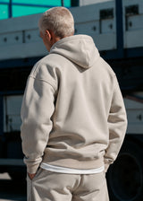 Ανδρική ζακέτα φούτερ με κουκούλα Two Brothers clothing -BF-25910-basic logo zip-up hoodie -beige
