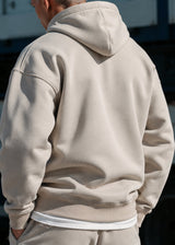 Ανδρική ζακέτα φούτερ με κουκούλα Two Brothers clothing -BF-25910-basic logo zip-up hoodie -beige