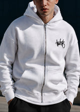 Ανδρική ζακέτα φούτερ με κουκούλα Two Brothers clothing -BF-25910-basic logo zip-up hoodie -white