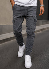 GUF CLOTHING - Ανδρικό cargo παντελόνι regular fit - Σκούρο Γκρι BF-6637