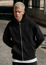 TWO BROTHERS Ανδρική ζακέτα φούτερ με κουκούλα basic logo zip-up - Μαύρη BF-26910