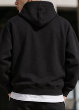 TWO BROTHERS Ανδρική ζακέτα φούτερ με κουκούλα basic logo zip-up - Μαύρη BF-26910