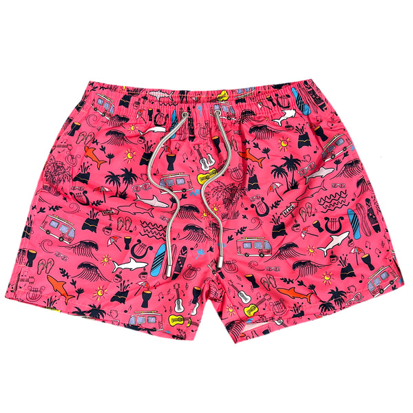 5 EVEN STAR - BK 2510 - vacay swim shorts - pink