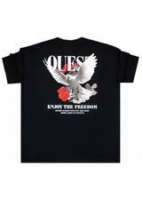 QUEST CLOTHING Ανδρική κοντομάνικη μπλούζα μαύρη PEACE BL-01