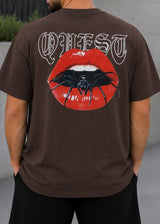 QUEST CLOTHING Ανδρική κοντομάνικη μπλούζα καφέ LPS BRW-47