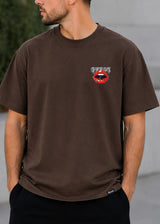 QUEST CLOTHING Ανδρική κοντομάνικη μπλούζα καφέ LPS BRW-47
