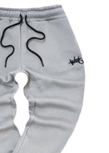 Ανδρική φόρμα με λάστιχο Two Brothers-BT-25590- signature logo regular fit pants γκρι