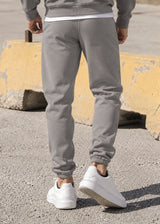 Ανδρική φόρμα με λάστιχο Two Brothers-BT-25590- signature logo regular fit pants γκρι